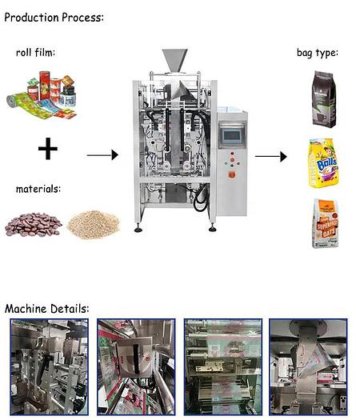 全自动大米豆类谷物袋真空封口 VFFS 四底袋包装机
