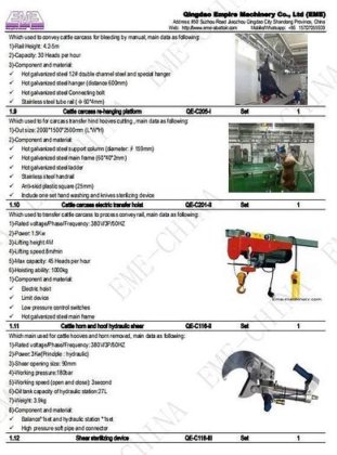 定制设计日屠宰 370 头牛的牛屠宰场设备