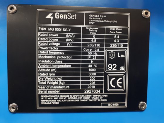 6Kva Genset MG 6001SS-Y