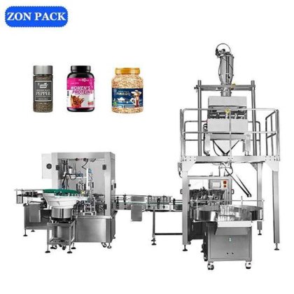 全自动香料姜黄粉包装和罐装瓶盖贴标机