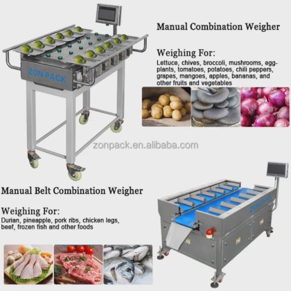 タマネギ ポテト ニンジンのための手動重量を量るスケール、多頭部ベルトの組合せの重量計