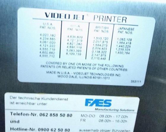 VideoJet Excel Series 2000 inkjet