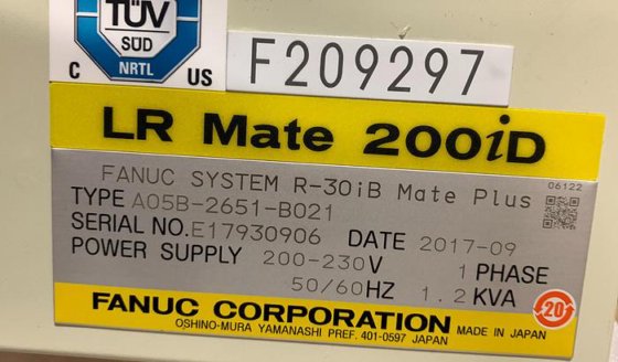 Fanuc Lr Mate 0id 7c Clean Room 6 Axis Robot With R30ib Mate Plus Control In Almont Mi Usa