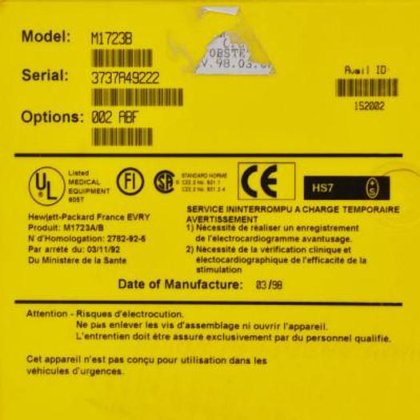 HP CODEMASTER M1723B 除颤器