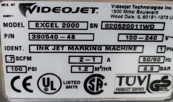VideoJet Excel Serie 2000 Tinten-Jet-Coder-Drucker