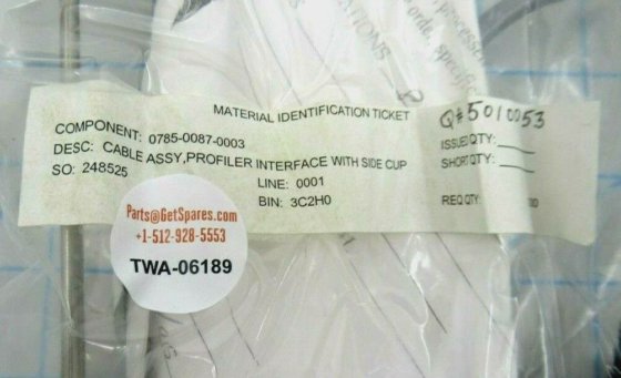 0785-0087-0003 / IN-VAC PROFILER CABLE ASSY, 200MM 8250 / AXCELIS ...