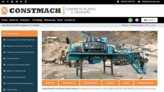 开放式转子立轴冲击破碎机 – 产能 250 Tph