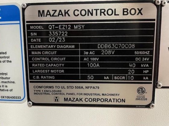 2023 MAZAK QT-EZ 12MSY CNC