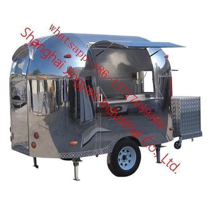 高品质定制彩色不锈钢沙滩推车移动食品车复古冰淇淋食品车快餐售货拖车食品车拖车出售
