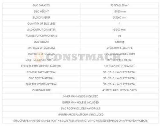 75 吨容量螺栓型水泥筒仓
