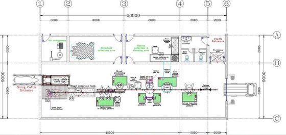 每天 5 头牛的漂亮设备 好价格 牛屠宰场设备