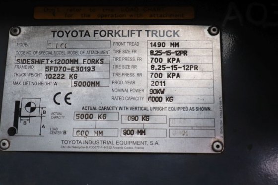 Toyota 5FD60 Forklift picture
