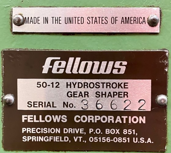 齿轮成型机 FELLOWS 50-12 Hydrostroke