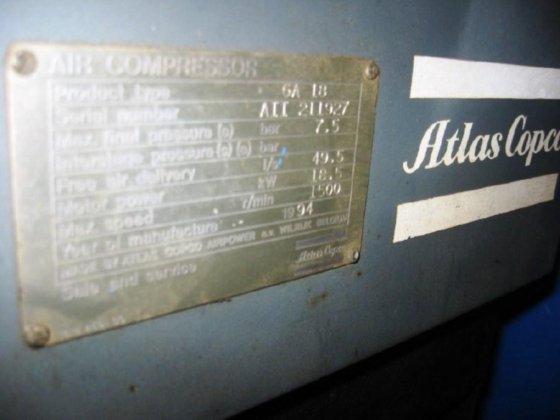 1994 ATLAS-COPCO GA 18 螺丝