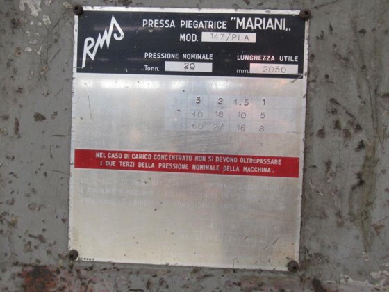 MARIANI 147/PLA 2050x20 机械折弯机