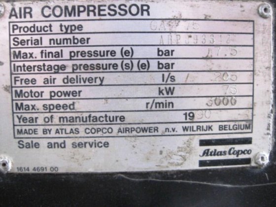 1990 アトラスコプコ GA 75