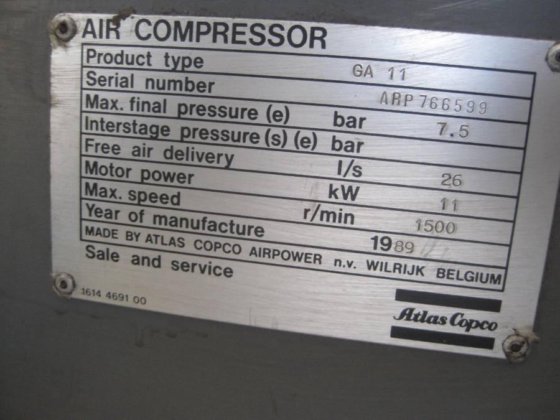 1989 ATLAS COPCO GA 11