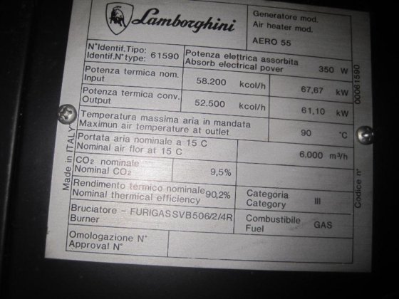 LAMBORGHINI AERO 55 空气加热器