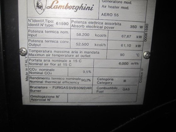 LAMBORGHINI AERO 55 空气加热器