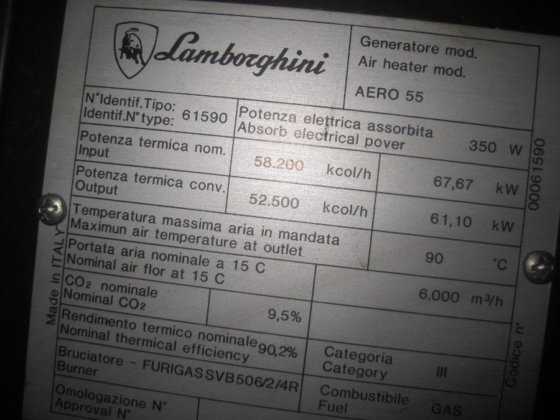 LAMBORGHINI AERO 55 空气加热器