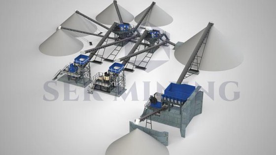 250～300 tph ジョー、コーン、トンネル、VSI を備えた完全統合型固定式破砕プラント