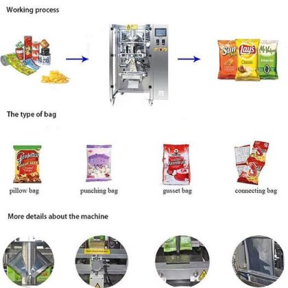 用于榛子杏仁的全自动油炸花生小袋包装多头秤 vffs 包装机