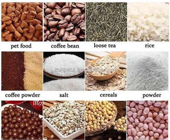 粉末颗粒豆类大米秤 4 头直线秤，用于自立袋灌装包装