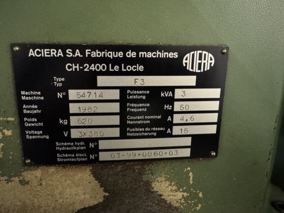 汎用フライス盤 アシエラ タイプF-3