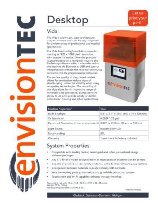 3Dプリンター ENVISIONTEC VIDA HD