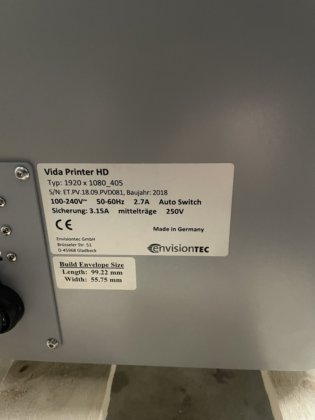 3Dプリンター ENVISIONTEC VIDA HD