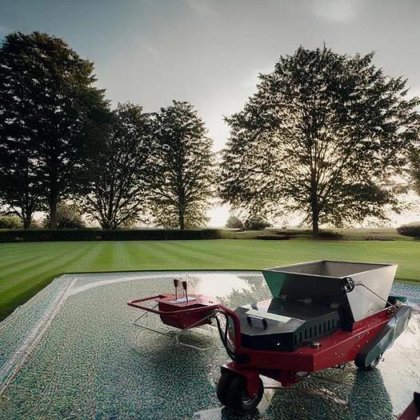 土壌構造を強化し、資材をきめ細かく分散 ゴルフコース芝用トップドレッサ