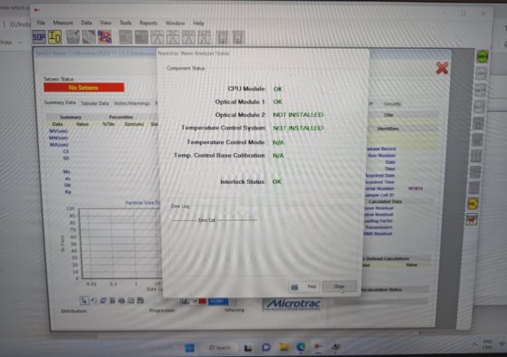 Microtrac Nanotrac Flex Wave MN422 Nanoparticle Size Analyzer Laptop ...