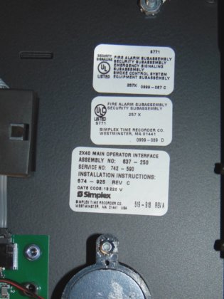 SIMPLEX 4100-9112 2X40 MASTER CONTROLLER INTERFACE PANEL WITH POWER ...