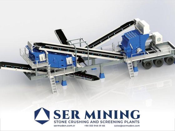 移動式ジョー&インパクト破砕プラント パワークラッシュ / 2 ユニット移動式シャーシ