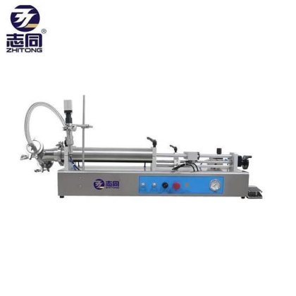 智通小型半自动自清洗卧式气动液体灌装机 水瓶洗涤剂工厂定制