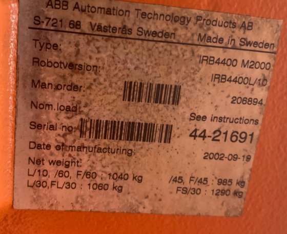 ABB IRB 4400L/10 2.53 METER