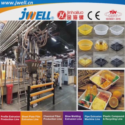 Jwell- 用于绿色食品容器和包装的 PP 塑料多层彩色环保板材回收农用挤出机