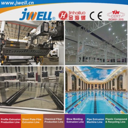 ジュエル -PCプラスチック耐久ボードリサイクル農業用押出機、倉庫の屋根やスイミングプール、スキー場、駅の休憩所に使用されます。