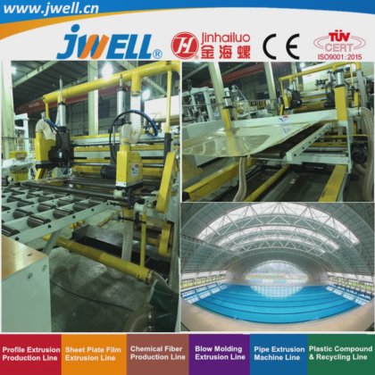 Jwell -PC 塑料耐力板回收农用挤出机，用于仓库屋顶|游泳池|滑雪场|车站休息亭