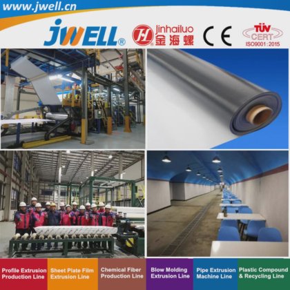用于防空洞的 Jwell-Tpo|PVC|EVA|PE 塑料回收防水板制造挤出机械，效率高，出厂价