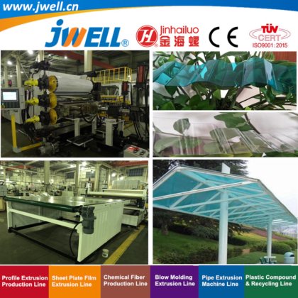 Jwell -PC 塑料瓦楞纸板回收利用农用挤出机，用于商业建筑过道屋顶|车棚，价格优惠