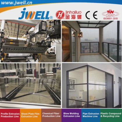 Jwell -高产能 PC 塑料耐力板回收农用挤出机，用于房屋阳光房阳台装饰