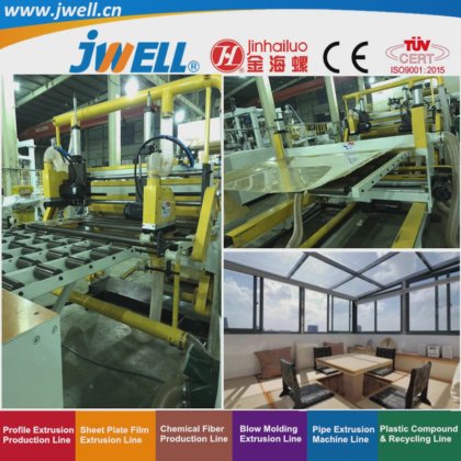 Jwell -高产能 PC 塑料耐力板回收农用挤出机，用于房屋阳光房阳台装饰