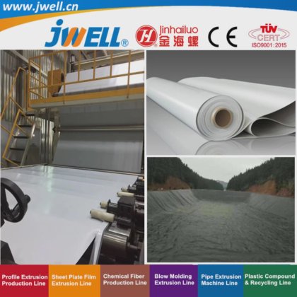 Jwell-Tpo|PVC|EVA|PE 塑料回收防水板挤出机，用于垃圾堆放场和停车场，产量大，价格优