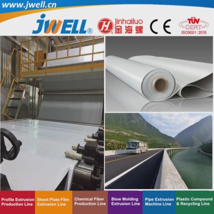 用于公路隧道和铁路隧道的 Jwell-Tpo|PVC|EVA|PE 塑料回收防水板挤出机，产量大，价格优