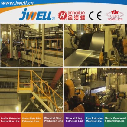 Jwell-PP|PS 并排双色片材回收挤出塑料杯机，用于吸塑包装文具装饰和方便食品包装