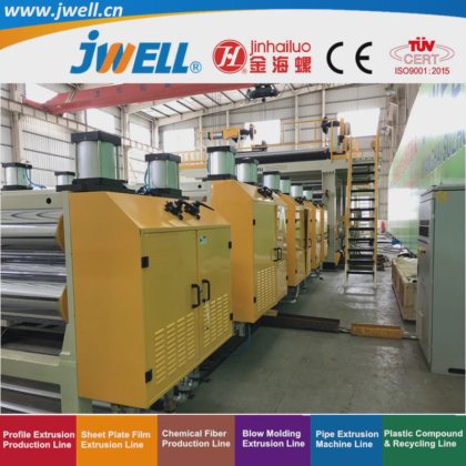 Jwell-135/48 双螺杆高速铝 ACP 塑料复合板回收农用挤出机，用于建筑墙体和装饰