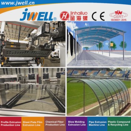 Jwell -用于商业建筑走道屋顶的 PC 塑料耐力板回收挤出机，价格优惠，产能高