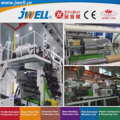 Jwell-PET|APET|PETG|Cet|PLA 塑料单层或多层片材回收农用机械，用于各种包装和电子行业