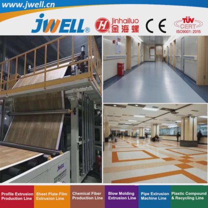 用于机场、火车、住宅室内地面装饰的 Jwell-PVC 塑料同心地板革回收农用挤出机